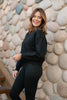 SSYS Lara V Neck Fleece Lined Cropped Sweatshirt In Black