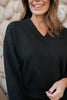 SSYS Lara V Neck Fleece Lined Cropped Sweatshirt In Black