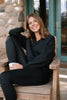 SSYS Lara V Neck Fleece Lined Cropped Sweatshirt In Black