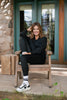 SSYS Lara V Neck Fleece Lined Cropped Sweatshirt In Black