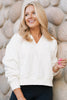 SSYS Lara V Neck Fleece Lined Cropped Sweatshirt In Ivory