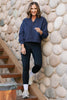 SSYS Lara V Neck Fleece Lined Cropped Sweatshirt In Navy
