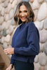 SSYS Lara V Neck Fleece Lined Cropped Sweatshirt In Navy