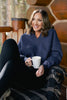 SSYS Lara V Neck Fleece Lined Cropped Sweatshirt In Navy