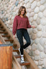 SSYS Lara V Neck Fleece Lined Cropped Sweatshirt In Maroon