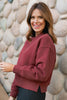 SSYS Lara V Neck Fleece Lined Cropped Sweatshirt In Maroon