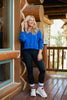 SSYS Lara V Neck Fleece Lined Cropped Sweatshirt In Royal