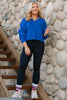 SSYS Lara V Neck Fleece Lined Cropped Sweatshirt In Royal