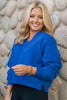 SSYS Lara V Neck Fleece Lined Cropped Sweatshirt In Royal