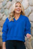 SSYS Lara V Neck Fleece Lined Cropped Sweatshirt In Royal