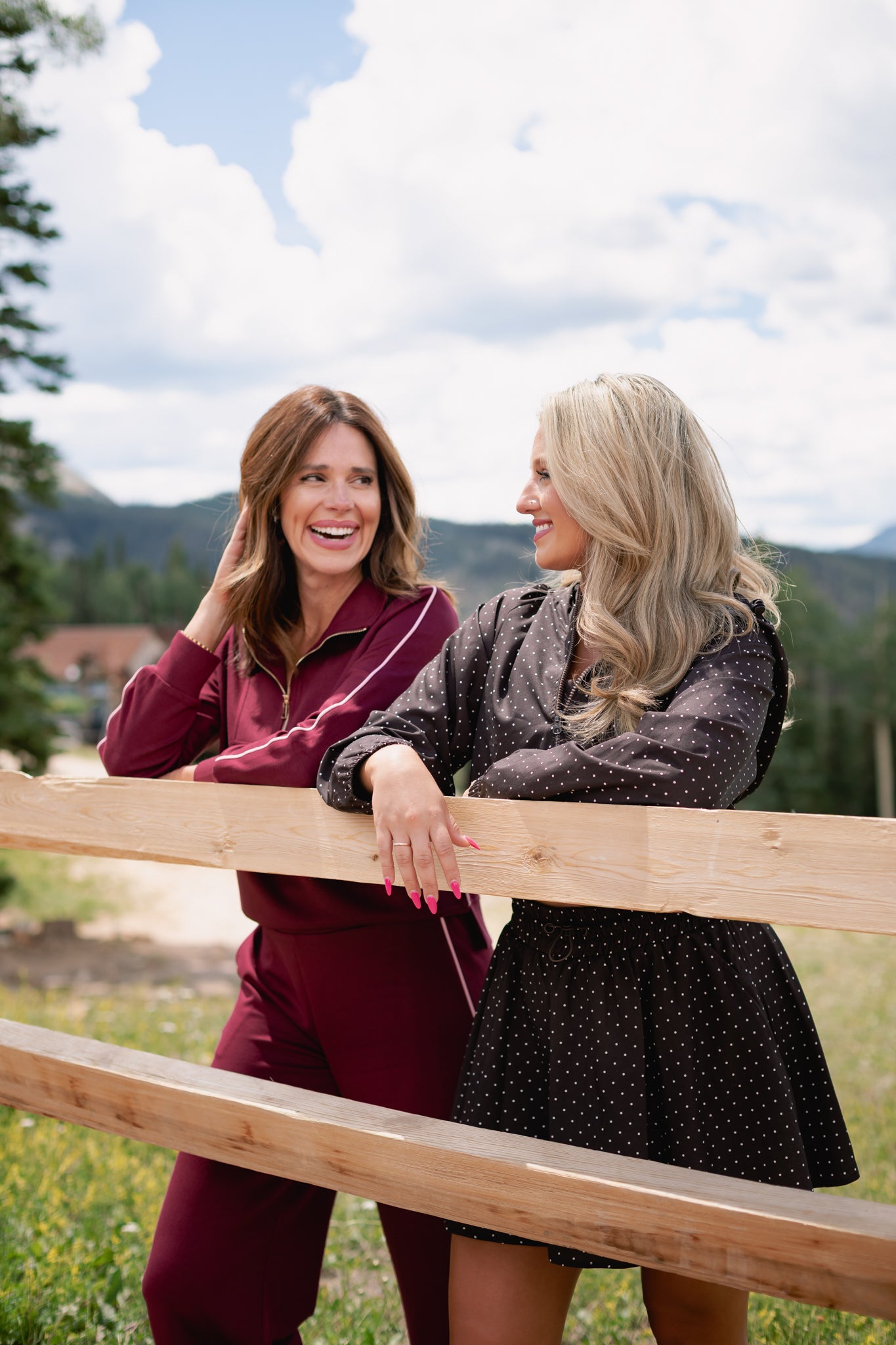 SSYS Sutton Air Long Sleeve Side Stripe Wide Leg Pants Set In Maroon