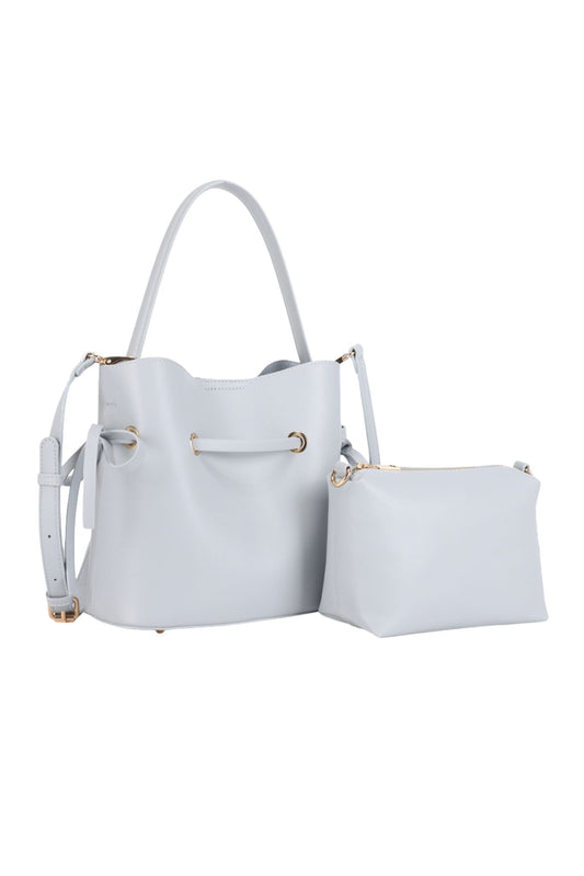 Light Blue Top Handle Cinch Bag with Pouch