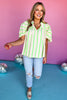 Lime Striped V Neck Ruffle Trim Detail Top, stripe top, must have top, must have style, summer style, spring fashion, elevated style, elevated top, mom style, shop style your senses by mallory fitzsimmons, ssys by mallory fitzsimmons