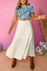  Natural Loose Pleat Midi Skirt, Western skirt, western style, rodeo style, rodeo skirt, concert style, must have concert, must have style, elevated skirt, elevated style, spring style, must have spring skirt, mom style, shop style your senses by Mallory Fitzsimmons, says by Mallory Fitzsimmons