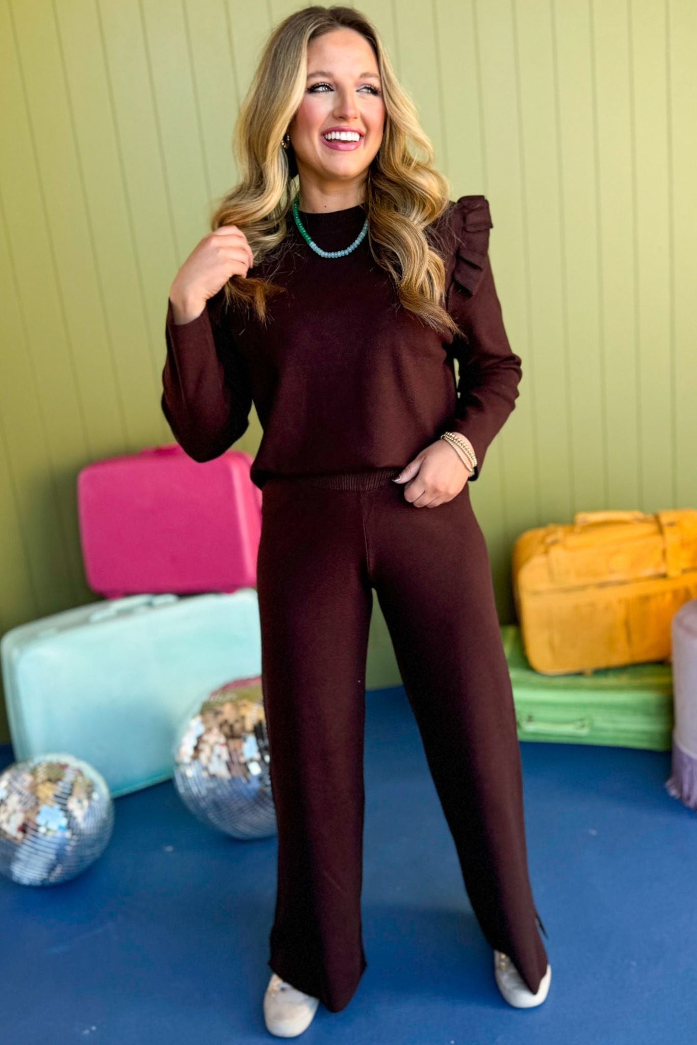 SSYS The Isabel Travel Set In Brown, must have set, elevated set, travel set, elevated travel set, comfortable style, elevated comfort, mom style, must have style, shop style your senses by mallory fitzsimmons