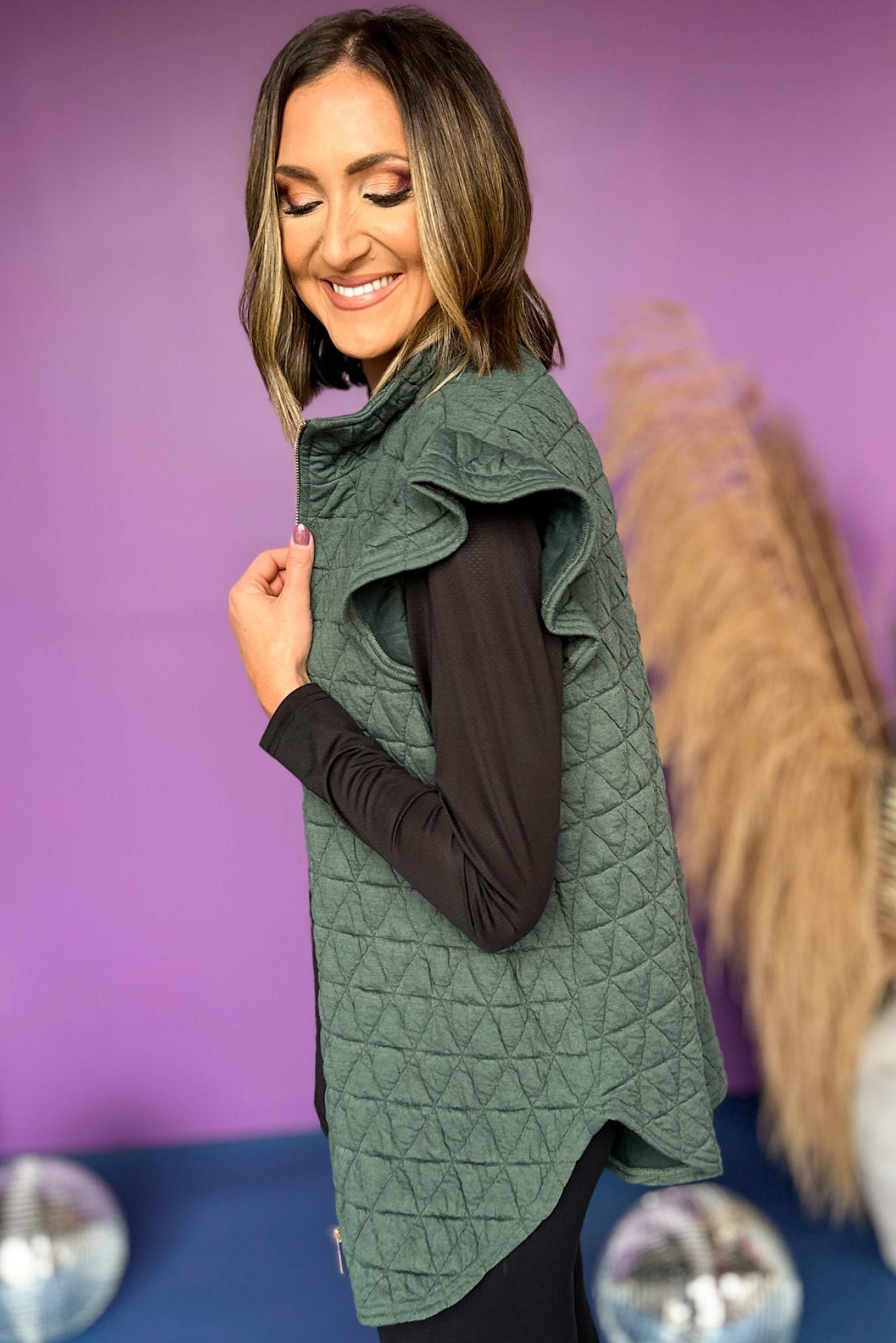 SSYS The Ruby Vest In Sage,  SSYS the label, must have vest, must have style, elevated vest, elevated look, fall style, fall fashion, mom style, shop style your senses by mallory fitzsimmons