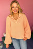 Peach Split Neck Collared Long Sleeve Sweater, must have sweater, must have style, must have fall, fall collection, fall fashion, elevated style, elevated sweater, mom style, fall style, shop style your senses by mallory fitzsimmons