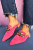 Fuchsia Gold Chain Link Mules, shoes, elevated shoes, shop style your senses by mallory fitzsimmons