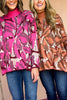 Hot Pink Abstract Printed Mock Neck Long Sleeve Sweater *FINAL SALE*