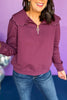 SSYS The Lucy Pullover In Eggplant, elevated top, elevated style, fall top, fall style, must ahve top, must have style, must have fall, scallop detail, mom style, ssys the label, shop style your senses by mallory fitzsimmons