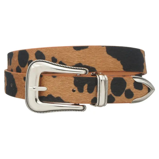 Brown Faux Cow Hair Western Belt
