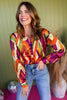 Purple Abstract Printed Button Front Long Sleeve Top, must have top, must have style, office style, winter fashion, elevated style, elevated top, mom style, work top, shop style your senses by mallory fitzsimmons