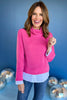  Hot Pink Turtle Neck Contrast Layered Top, must have top, must have style, winter style, winter fashion, elevated style, elevated top, mom style, winter top, shop style your senses by mallory fitzsimmons