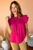 Pink Pleated Double Ruffle Short Sleeve Top, must have top, must have style, must have fall, fall collection, fall fashion, elevated style, elevated top, mom style, fall style, shop style your senses by mallory fitzsimmons