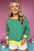 Green Knit Stripe Contrast Cuff Hem Top, top, knit top, long sleeve top, contrast cuff hem top, green top, green knit top, yellow contrast cuff sleeve, yellow contrast cuff hem, must have top, elevated top, elevated style, summer top, summer style, Shop Style Your Senses by Mallory Fitzsimmons, SSYS by Mallory Fitzsimmons