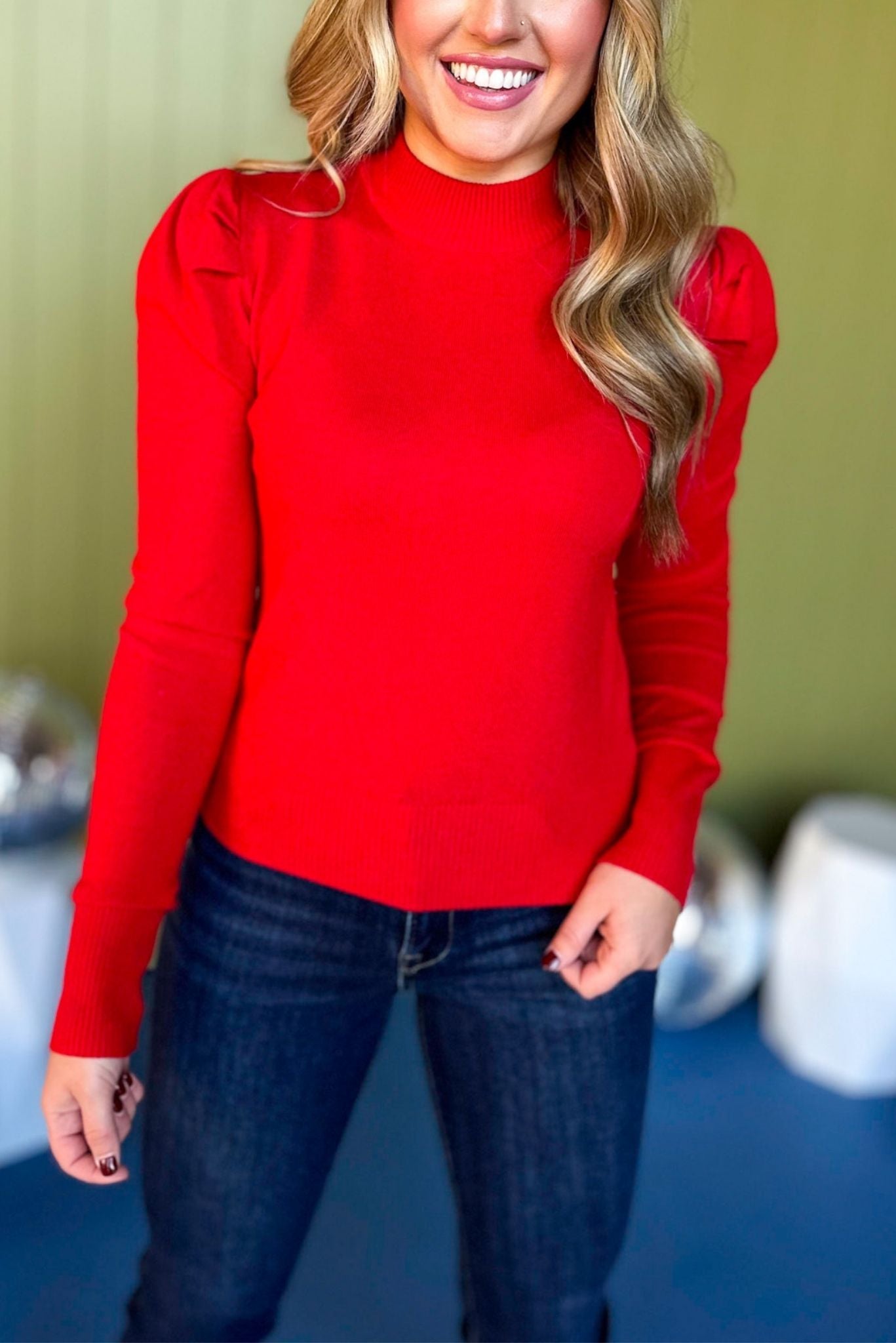 Red Ribbed Long Sleeve Top, must have top, must have style, must have holiday, fall collection, fall fashion, elevated style, elevated top, mom style, fall style, shop style your senses by mallory fitzsimmons