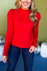 Red Ribbed Long Sleeve Top, must have top, must have style, must have holiday, fall collection, fall fashion, elevated style, elevated top, mom style, fall style, shop style your senses by mallory fitzsimmons