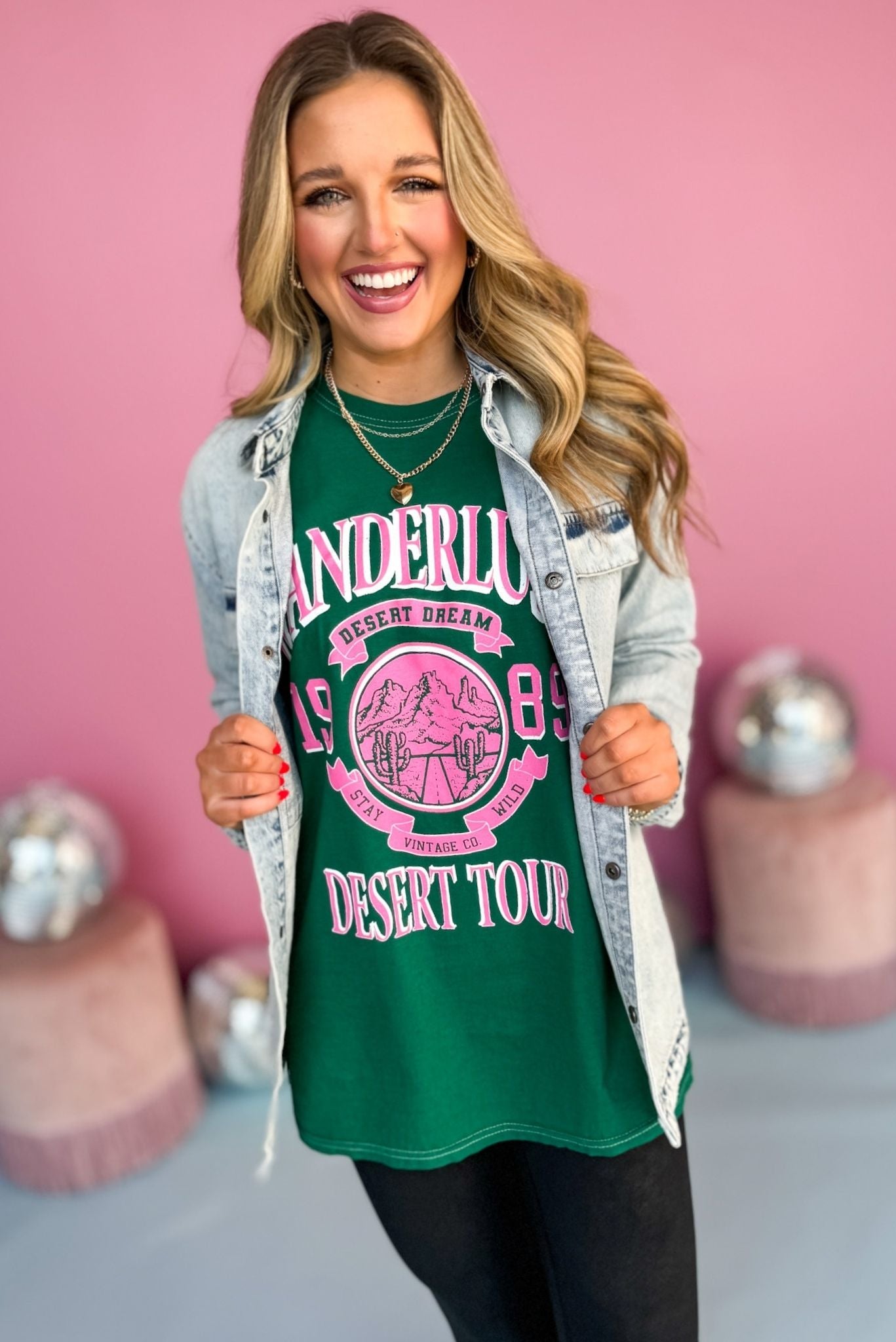 Forest Green Wanderlust Desert Graphic Tee, must have t-shirt, elevated t-shirt , graphic t-shirt , must have style, comfortable style, casual fashion, mom style, shop style your senses by mallory fitzsimmons