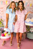 SSYS The Palmer Puff Sleeve Drop Waist Brocade Dress In Pink, ssys the label, must have dress, printed dress, easter dress, must have easter dress, spring fashion, mom style, brunch style, church style, shop style your senses by mallory fitzsimmons, ssys by mallory fitzsimmons