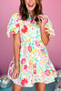Off White Multi Floral Scallop Lace Trim Gathered Puff Sleeve Dress, printed dress, floral dress, must have dress, must have style, weekend style, brunch style, spring fashion, elevated style, elevated style, mom style, shop style your senses by mallory fitzsimmons, ssys by mallory fitzsimmons