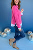 Hot Pink Turtle Neck Contrast Layered Top, must have top, must have style, winter style, winter fashion, elevated style, elevated top, mom style, winter top, shop style your senses by mallory fitzsimmons