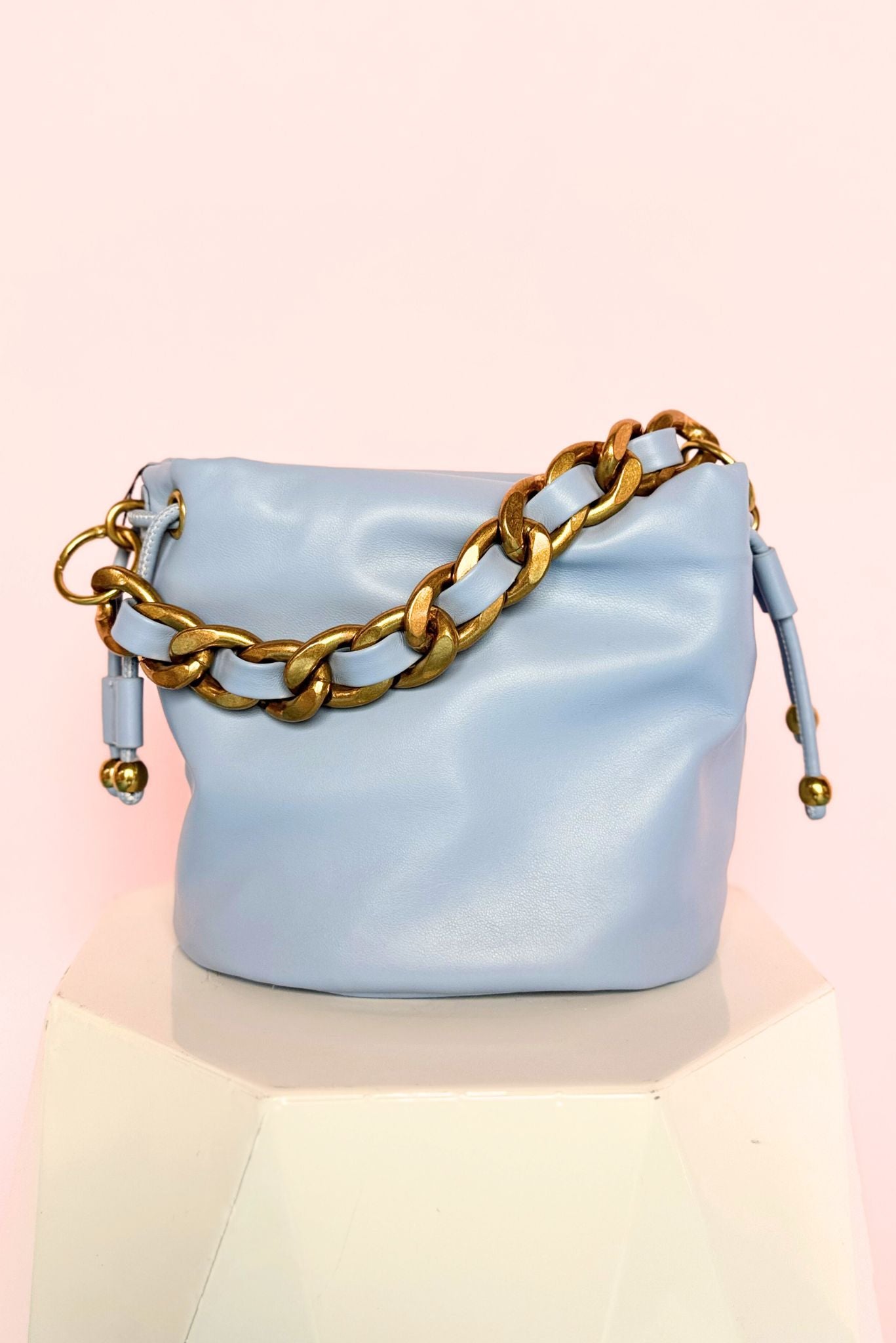 Blue Chainlink Handle Purse