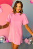  THML Pink Frilled Neck Puff Short Sleeve Dress, thml dress, pink dress, must have dress, must have style, church style, spring fashion, elevated style, elevated dress, mom style, work dress, shop style your senses by mallory fitzsimmons
