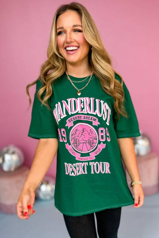 Forest Green Wanderlust Desert Graphic Tee, must have t-shirt, elevated t-shirt , graphic t-shirt , must have style, comfortable style, casual fashion, mom style, shop style your senses by mallory fitzsimmons