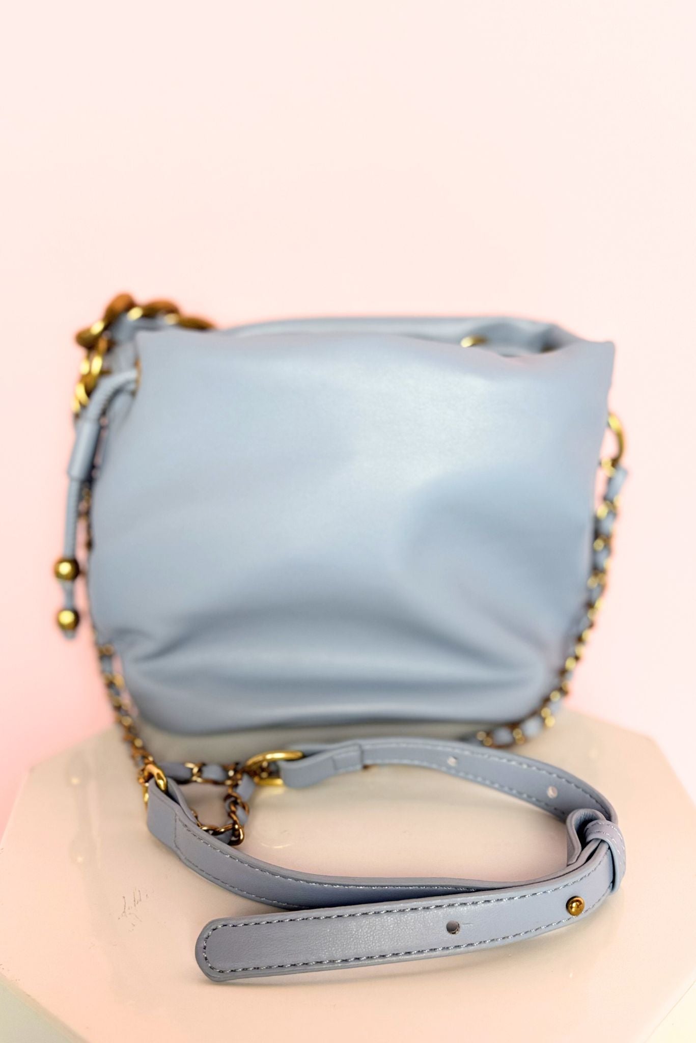 Blue Chainlink Handle Purse