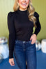 Black Ribbed Long Sleeve Top, must have top, must have style, must have holiday, fall collection, fall fashion, elevated style, elevated top, mom style, fall style, shop style your senses by mallory fitzsimmons