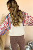 Multi Color Geometric Printed Sleeve Sweater