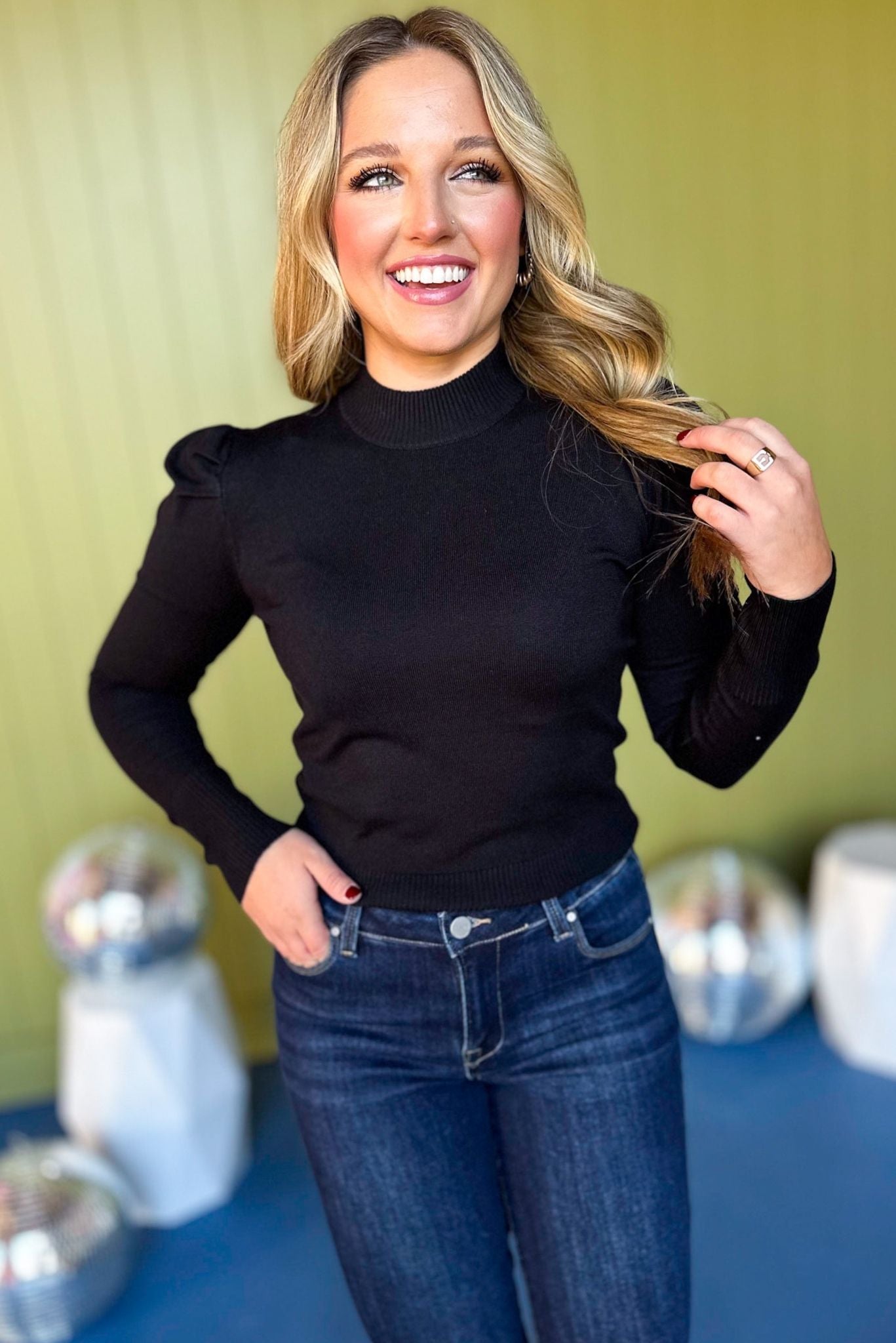 Black Ribbed Long Sleeve Top, must have top, must have style, must have holiday, fall collection, fall fashion, elevated style, elevated top, mom style, fall style, shop style your senses by mallory fitzsimmons