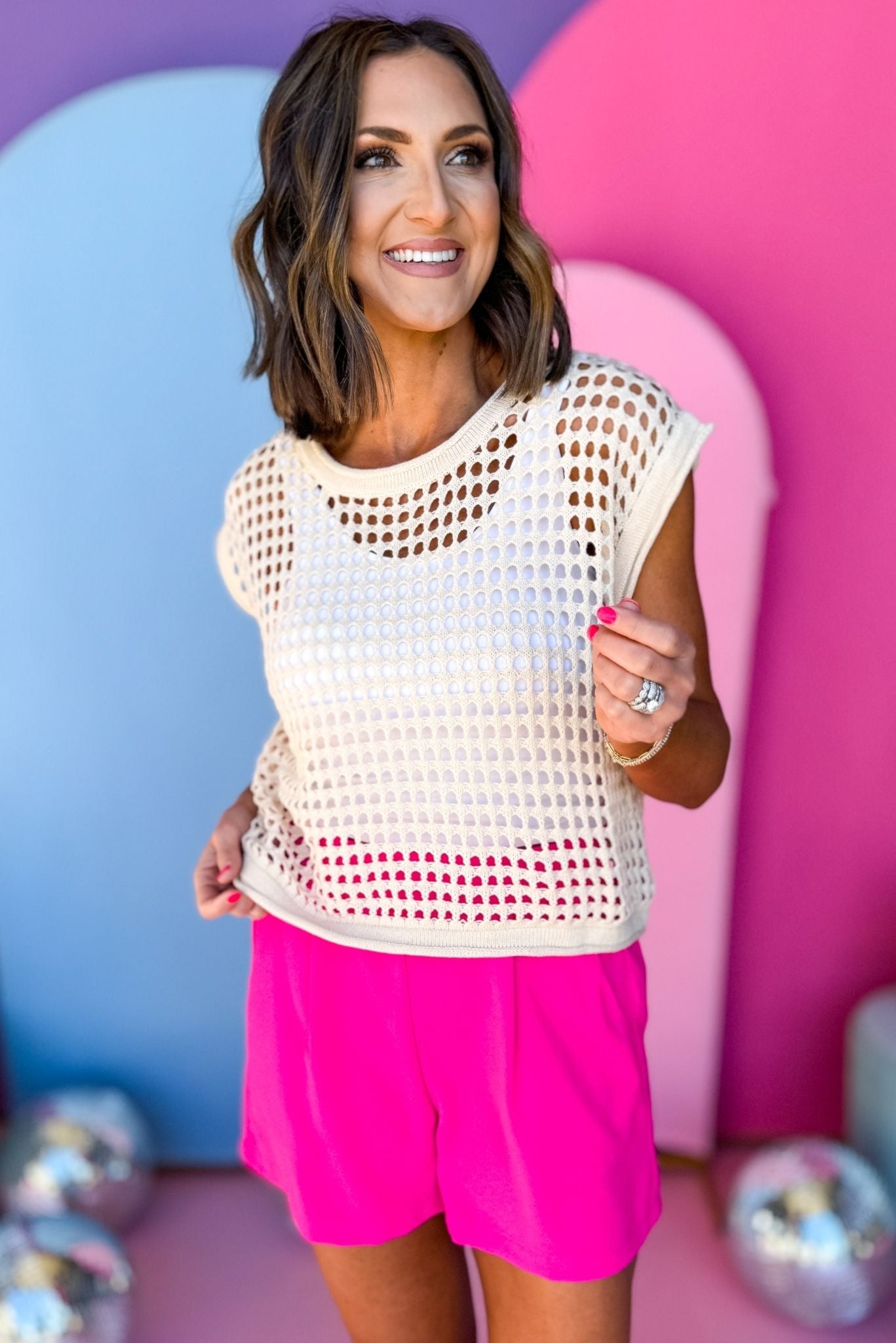 Cream U Neck Slay Sleeve Crochet Top, must have top, must have style, brunch style, summer style, spring fashion, elevated style, elevated top, mom style, shop style your senses by mallory fitzsimmons, ssys by mallory fitzsimmons