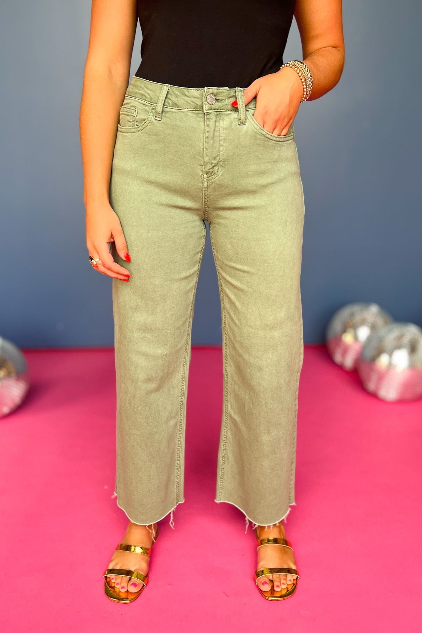 Olive Crop Jeans
