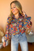 Blue Floral Printed Button Front Long Sleeve Top, must have top, must have style, must have fall, fall collection, fall fashion, elevated style, elevated top, mom style, fall style, shop style your senses by mallory fitzsimmons