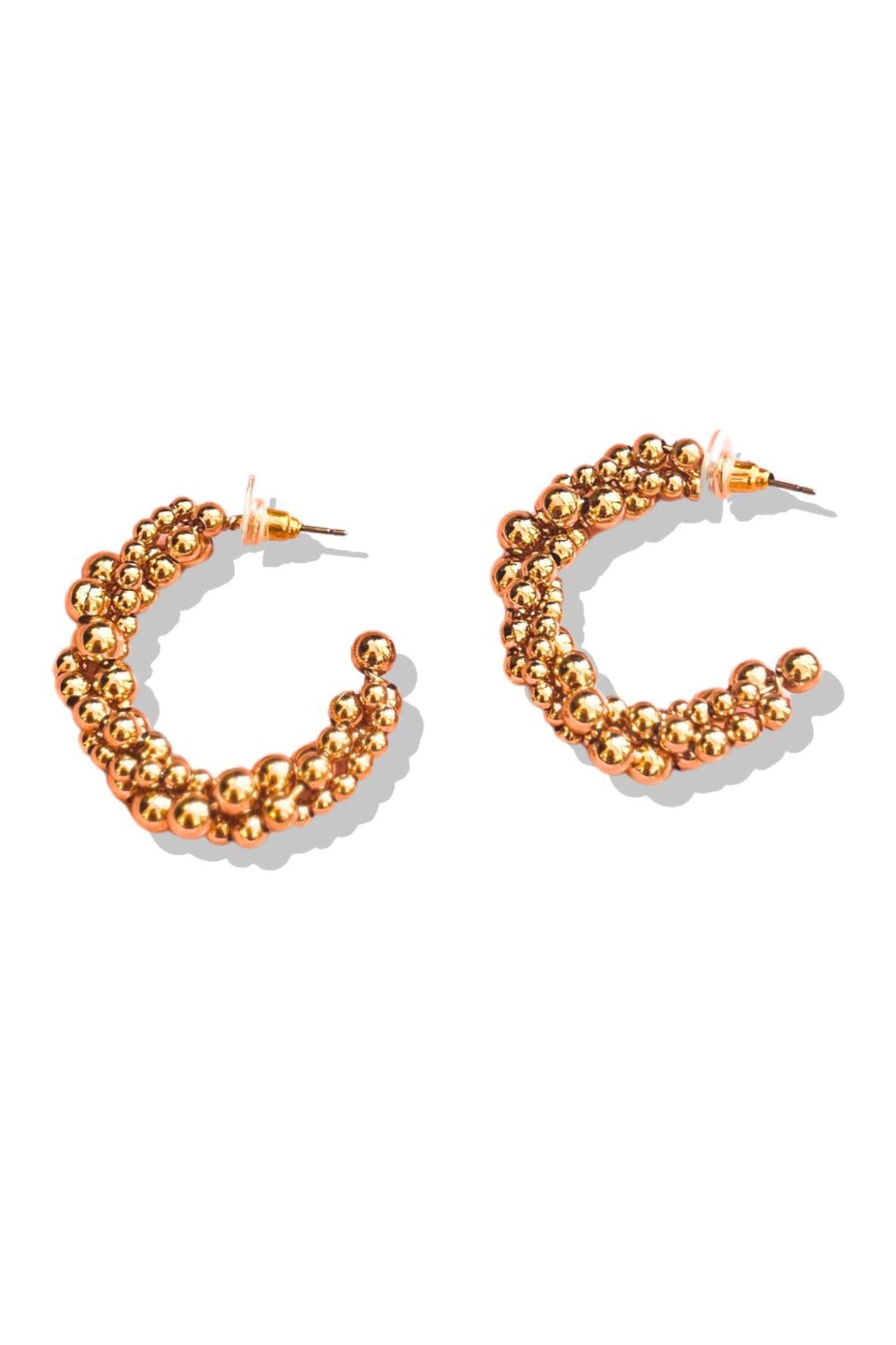 Gold Twisted Ball Earrings