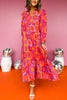 SSYS The Emery Midi Dress In Pink Orange Hexagon Print, ssys the label, must have dress, printed dress, church dress, elevated dress, midi dress, mom style, spring style, elevated style, shop style your senses by mallory fitzsimmons