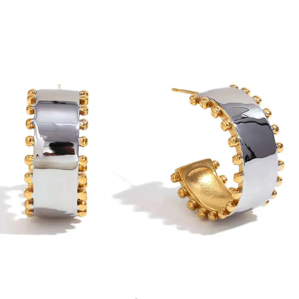 Two Toned Flat Edge Beaded Earrings