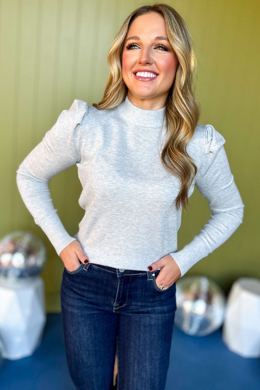 Heather Grey Ribbed Long Sleeve Top, must have top, must have style, must have holiday, fall collection, fall fashion, elevated style, elevated top, mom style, fall style, shop style your senses by mallory fitzsimmons