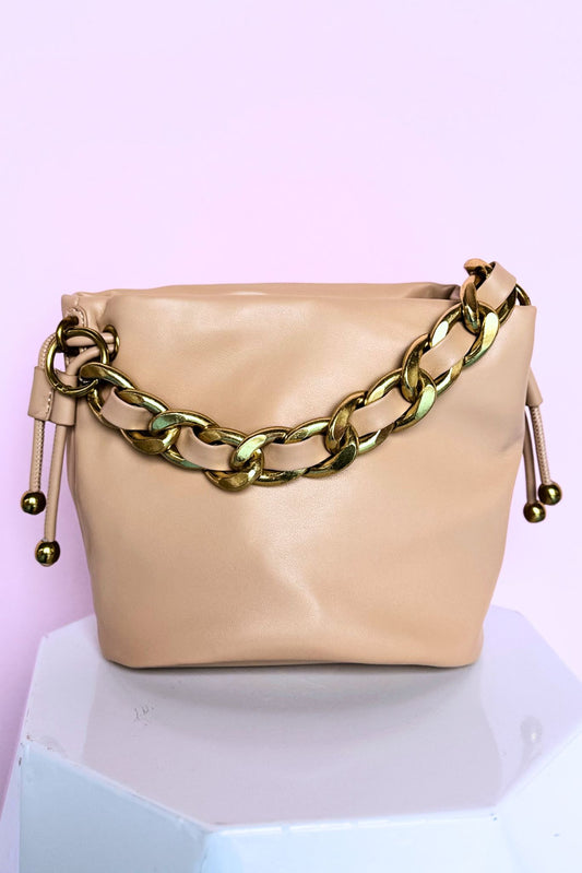 Beige Chainlink Handle Purse